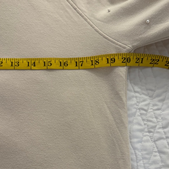 Crown & Ivy Soft Cream Women's Hoodie with Accented Pearl Sleeves - Picture 6 of 8